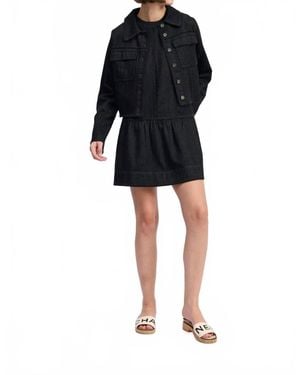 En Saison Embroidered Denim Jacket - Black