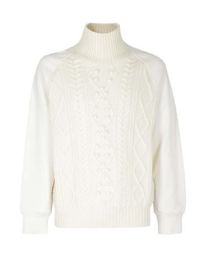 Neil Barrett Rollneck Cable Knit Hybrib Sweater - White