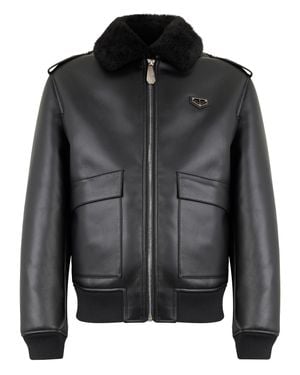 Philipp Plein Eco Shearling Aviator Jacket - Black