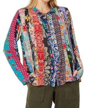 Johnny Was Treble Sofia Button Up Silk Blouse - Multicolor