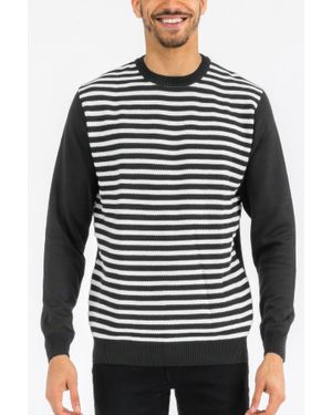 TRUEDAMES Knitted Round Neck Striped Sweater - Gray