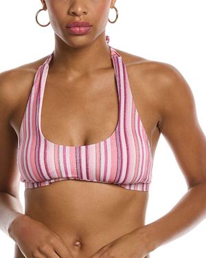 Splendid Lurex Stripe Halter Top - Pink
