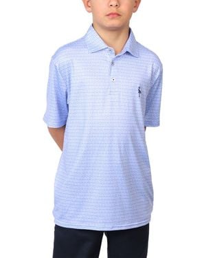 Tailorbyrd Airplanes Printed Performance Polo Shirt - Blue