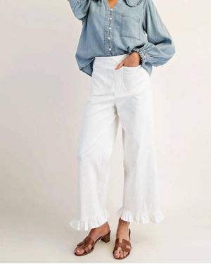 Eesome The Willow Straight Leg Ruffled Hem Pants - Blue