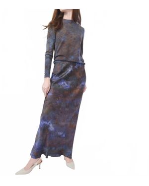 Love Tanjane Silk Siren Bias Maxi Skirt - Blue