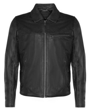 Infinity Leather Classic Cow Hide Leather Biker Jacket - Black