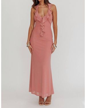 one & only Rosey Ruffle Front Maxi Dress - Red