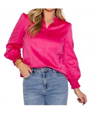 Ivy Jane Hattie Long Sleeve Suede Top - Red