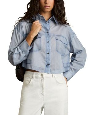 Reiss Darcy Denim Print Top - Blue