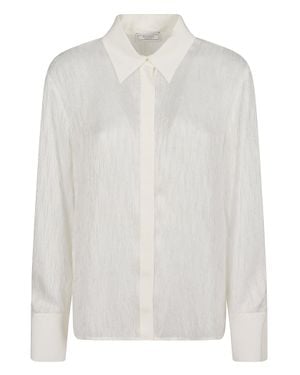 Peserico Jacquard Fil Coupé Shirt With Crepe De Chine Details - White