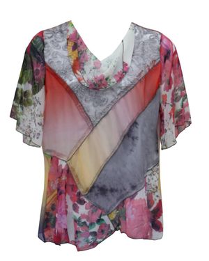 Tuva Collection Floral Cowl Neck Top - Pink