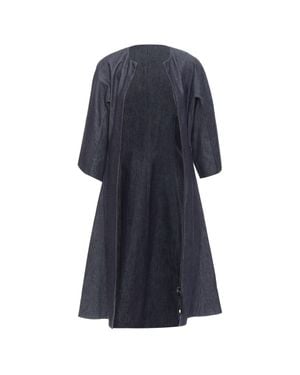 Marni Denim Zip Front Dolman Sleeve Midi Dress - Blue