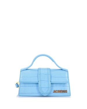 Jacquemus Le Bambino Top Handle Flap Bag Crocodile Embossed Leather Mini - Blue