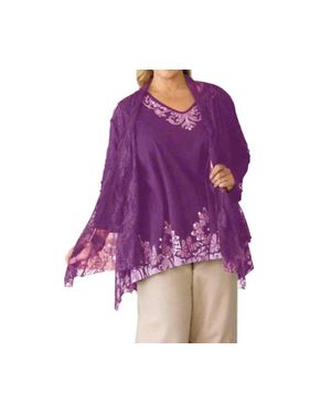 On The Plus Side London Lace Long Sleeve Jacket - Purple