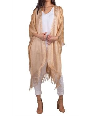 Gigi Moda Spiaggia Open Front Kimono - Metallic
