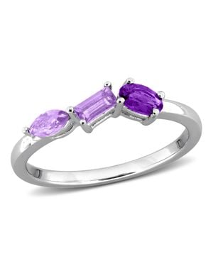 Mimi & Max Multi-Gem Three Stone Ring Sterling - Purple