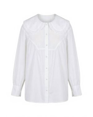 P.Cill Sweet Lace Collar Cotton Blouse - White