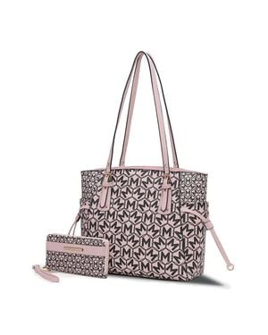 MKF Vegan Leather Tote Bag with Wallet - White