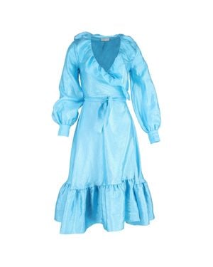 Stine Goya Steffi Ruffle Trim Wrap Dress - Blue