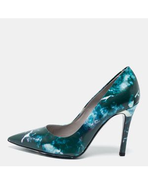 MSGM Marble Print Pointed Toe Pumps - Blue