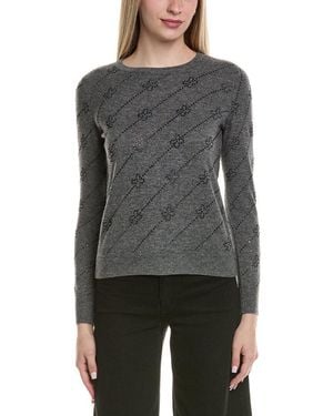 Sofiacashmere Heatset Diagonal Floral Wool & Cashmere-Blend Sweater - Gray