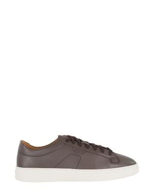 BOSS Dark Kieran Tenn Laced Calfskin Leather Sneakers - Brown