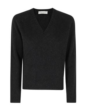 Roberto Collina Scollo V Ml Wool-Blend Sweater - Black