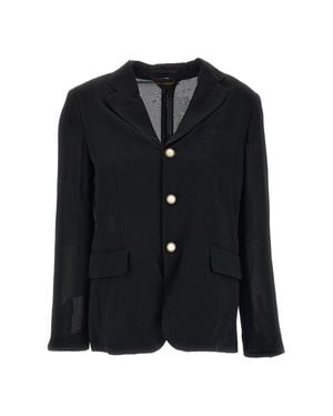 Comme des Garçons Semi-Sheer Jewel Button Jacket - Black
