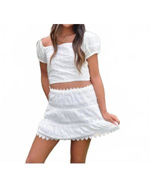 Theme Girls Luna Heart Flower Eyelet Mini Skirt - White