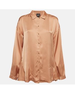 Just Cavalli Satin Button Front Shirt - Brown