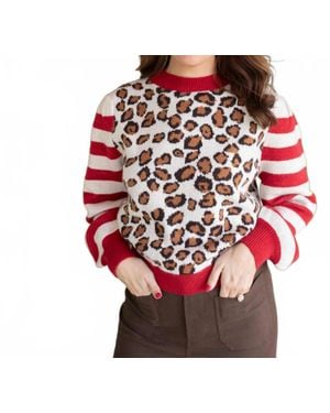 Voya Cheetah Sisters High Neck Sweater - Red