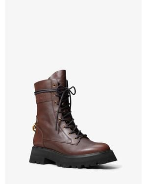 Michael Kors Caleb Burnished Leather Combat Boot - Brown