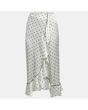 Ganni Polka Dots Print Satin Ruffled Midi - Gray