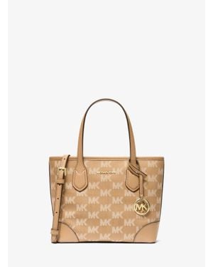 Michael Kors Outlet Eva Extra-Small Logo Jacquard Convertible Tote Bag - Natural