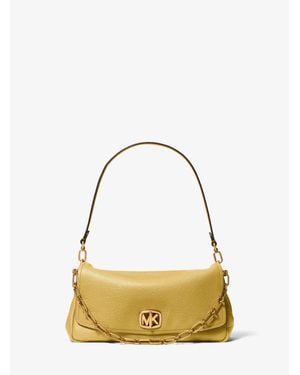 Michael Kors Bryant Large Textured Leather Convertible Shoulder Bag - Metallic