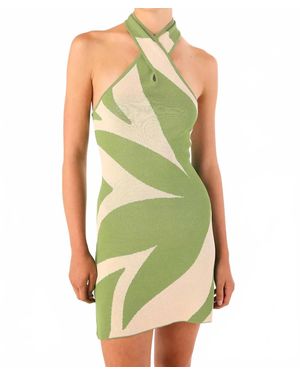 MISA Los Angles Ishani Knit Jacquard Mini Dress - Green
