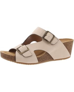 Comfortiva Emah Memory Foam Leather Wedge Sandals - Brown