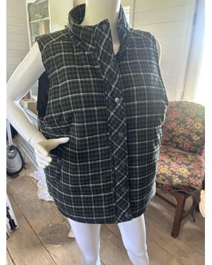 Staccato Plaid Puffer Vest - Gray
