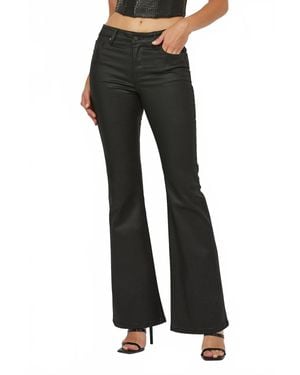 Hidden Jeans Coated Mid Rise Flare Pants - Black