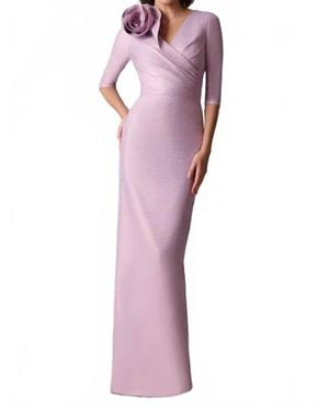 Teri Jon Metallic Jacquard Speckle Gown - Purple