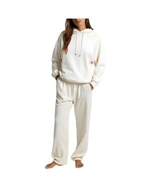 Champion Ribbed Velvet Hooded Sweatshirt - Natural
