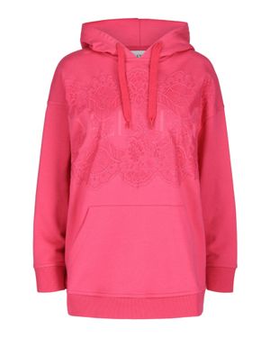 Valentino Lace-Paneled Cotton-Terry Hoodie - Pink