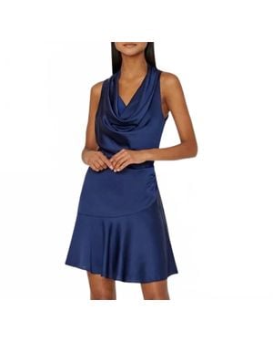 MILLY Nia Satin Cowl Dress - Blue