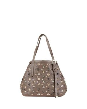 Jimmy Choo Sasha S Star Studs Leather Tote - Gray
