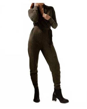 SSKEIN Wrap Neck Jumpsuit - Black