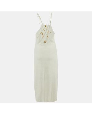 Sandro Bead Embellished Detail Knit Midi Dress - White