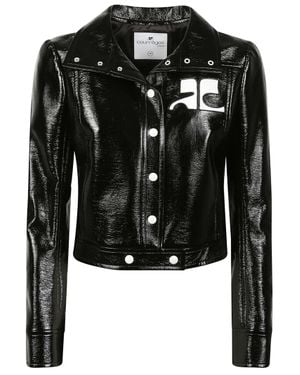 Courreges Reedition Vinyl Cotton-Blend Cropped Jacket - Black