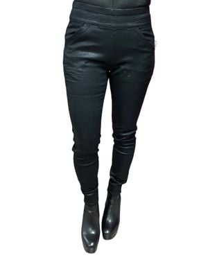 Bianco Faux Skin Flat Front Jogger Pant - Black