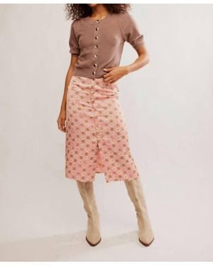 Free People Analise Printed Midi Skirt - Pink