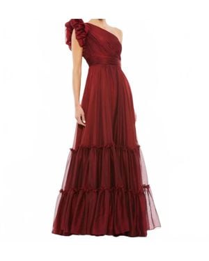 Mac Duggal Organza One Shoulder Gown - Red